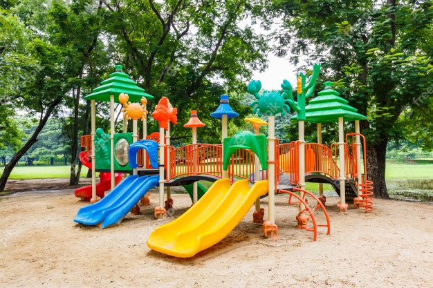 Colourful Playground Equipment with Slide and Swing