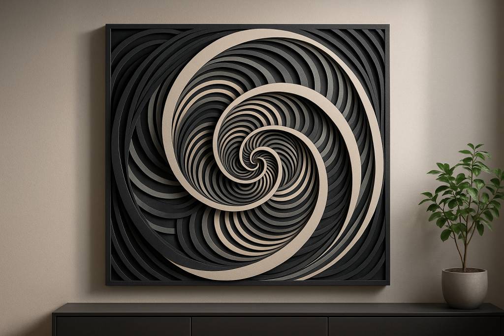 Geometric Wood Wall Art - Optical Illusiion