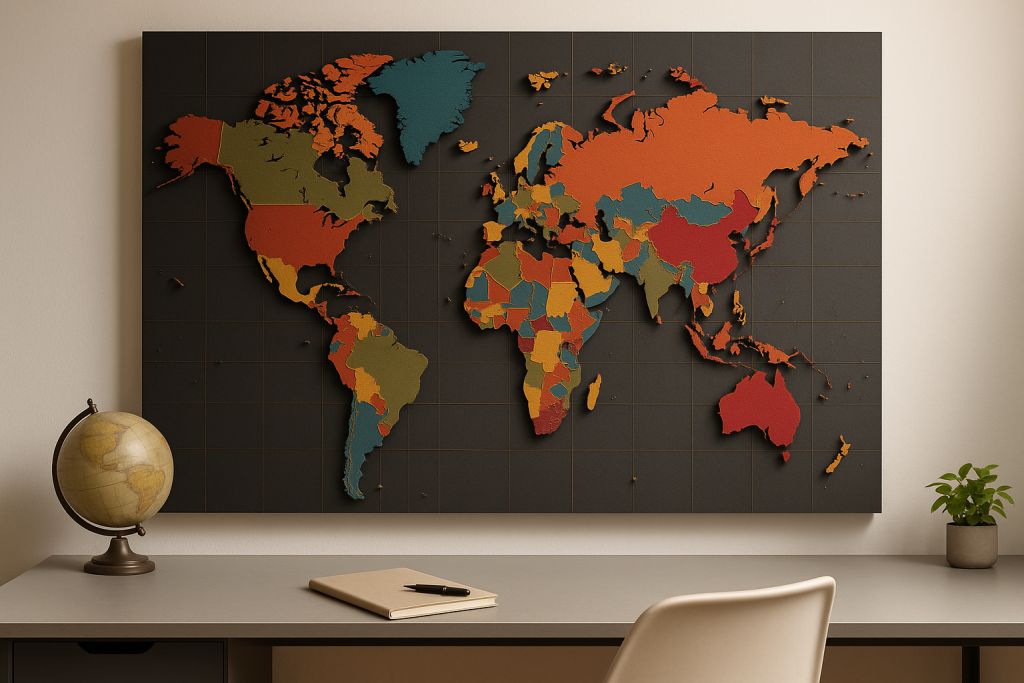 Wood On Accent Wall – World Map